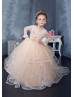 Champagne Tulle Heart Back Flower Girl Dress